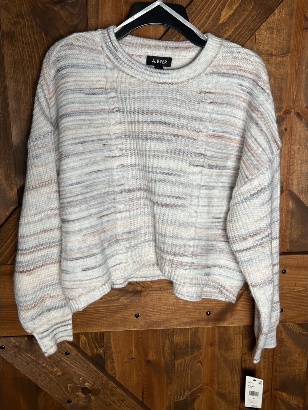 A. Byer Cream Sweater with Pastel Stripes